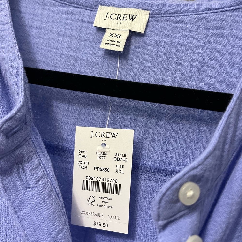 J. Crew Blue Women 's Gauze Shirt - XXL